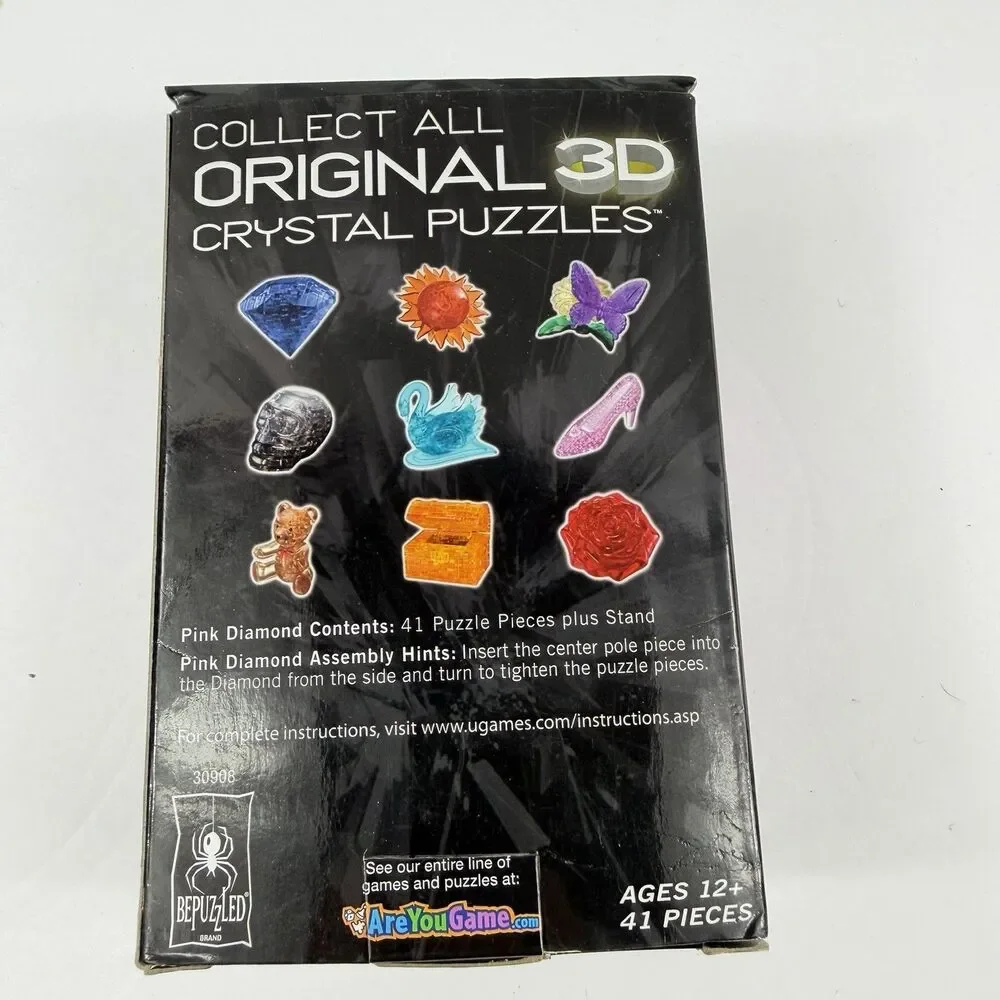 Original 3D Crystal Puzzle Pink Diamond 41 Pieces, Level 1 NEW